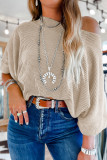 Apricot Boatneck Batwing Sleeve Cording Blouse