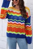 Multicolor Crochet Knit Pullover Sweater