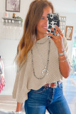 Apricot Boatneck Batwing Sleeve Cording Blouse