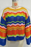 Multicolor Crochet Knit Pullover Sweater
