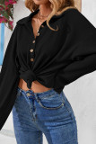 Turndown Collar Button Waffle Top