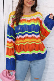 Multicolor Crochet Knit Pullover Sweater