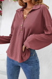 Turndown Collar Button Waffle Top