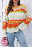 Multicolor Crochet Knit Pullover Sweater
