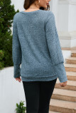 Ribbed Knitting V Neck Long Sleeves Top