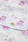 Purple Floral Print Pleated Flap Pocket Shirt