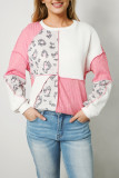 Pink Leopard Two Tone Color Block Exposed Seam Top
