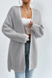 Plain Front Open Knitting Cardigan