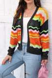 Multicolor Crochet Knit Open Cardigan