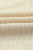 Apricot Lantern Sleeve Stripe Tassel Drawstring Blouse