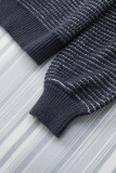 Black Heathered Knit Drop Shoulder Puff Sleeve Sweater