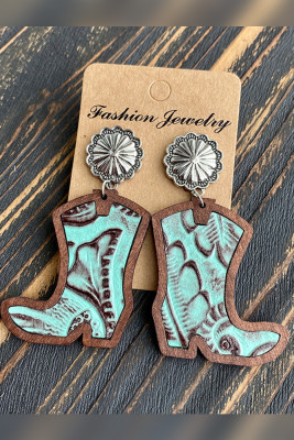 Western Boots Wooden Earrings MOQ 5pcs