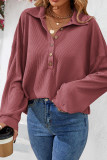 Turndown Collar Button Waffle Top