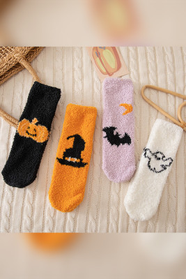 Hallowe Pumpkin Bat Fleece Socks