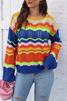 Multicolor Crochet Knit Pullover Sweater