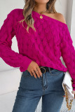 Plain Wide Shoulder Crochet Knit Sweater
