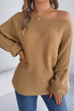 Plain Wide Shoulder Knit Sweater