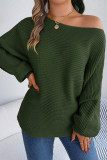 Plain Wide Shoulder Knit Sweater