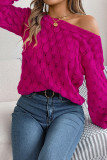 Plain Wide Shoulder Crochet Knit Sweater