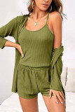 Waffle Knitting 3PCS Pajamas Set