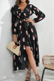 Black Split Feather Maxi Dress