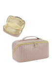 Plain Plaid Knit PU Cosmetic Bag MOQ 3pcs