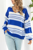 V Neck Striped Pull Sweater
