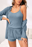 Waffle Knitting 3PCS Pajamas Set