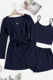 Waffle Knitting 3PCS Pajamas Set