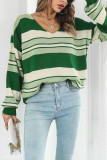 V Neck Striped Pull Sweater