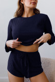 Waffle Long SLeeves Top and SHorts 2PCS Set