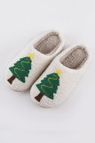 Christmas Tree White Fleece Slippers