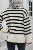 Striped Knit Turtle Neck Pullover Sweater