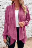 Ribbed Knitting Open Front Cardigan