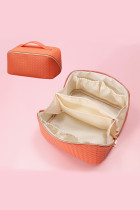 Plain Plaid Knit PU Cosmetic Bag MOQ 3pcs