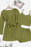 Waffle Knitting 3PCS Pajamas Set