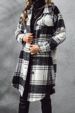 Lapel Plaid Button Long Coat