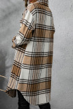Lapel Plaid Button Long Coat