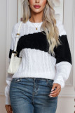 Boutique Clothing Wholesale Color Block Cable Knit Pullover Sweater
