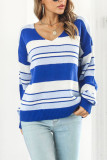 V Neck Striped Pull Sweater