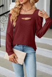 Plain Jacquard Cold Shoulder Long Sleeves Top