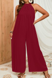 Plain Pin Tuck Halter Sleeveless Plus Size Jumpsuit Boutique Clothing Wholesale
