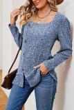 Boutique Clothing Wholesale Plain Square Neck Side Button Rib Top