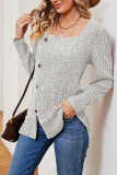 Boutique Clothing Wholesale Plain Square Neck Side Button Rib Top