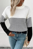 Colorblock Splicing Stripes Knitting Sweater