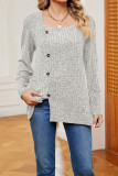 Boutique Clothing Wholesale Plain Square Neck Side Button Rib Top
