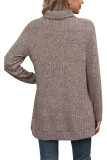 Plain Side Split Turtle Neck Long Sleeves Rib Top Boutique Wholesale