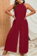 Plain Pin Tuck Halter Sleeveless Plus Size Jumpsuit Boutique Clothing Wholesale