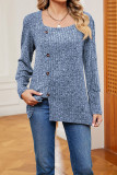 Boutique Clothing Wholesale Plain Square Neck Side Button Rib Top
