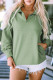 Green Casual Zip Collared Pullover Sweatshirt